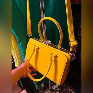 Ross - no brand name patent leather style medium sized bright yellow purse